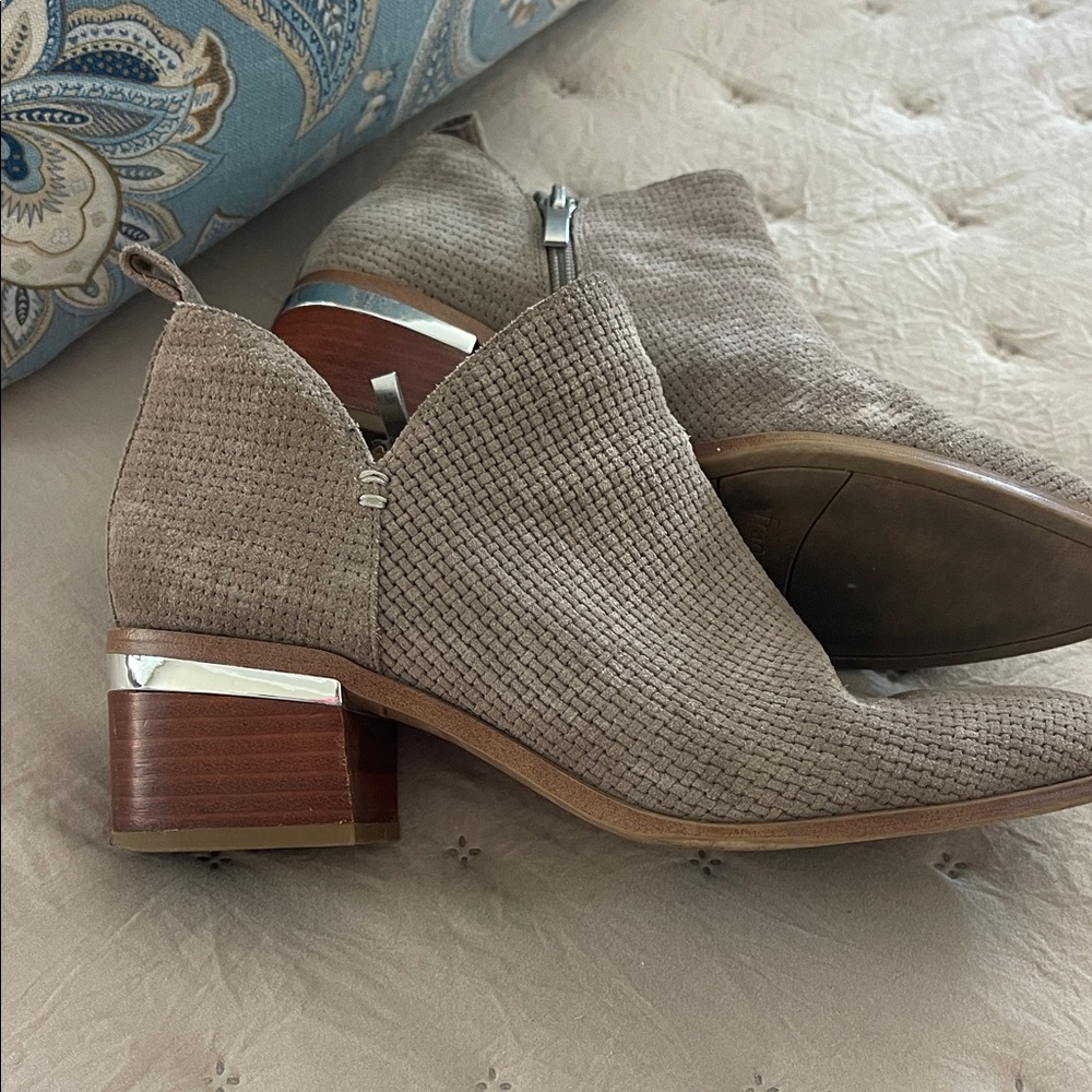 Franco Sarto Woven Suede Ankle Booties in Taupe - Women